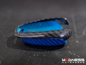 Alfa Romeo Giulia Key Fob Cover  - Carbon Fiber - Blue Candy Main/ Black Accents